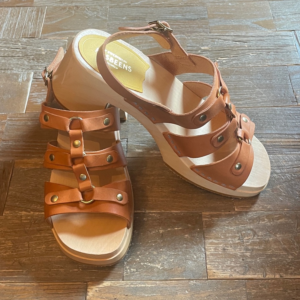 Swedish Hasbeens Brassy High Vachetta Leather Sandals🖤 - Picture 3 of 14